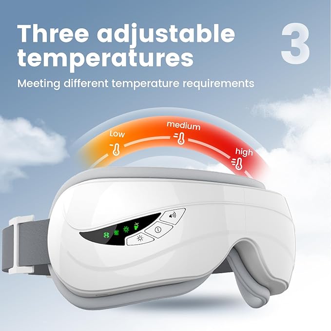 Eye Massager with Heat,Music,Compression, Heated Eye Mask Massage for Migraines & Headache Relief, Reduce Dry Eyes Improve Sleep, Reduce Strain. Birthday and Christmas Gifts for Women Men Mom Dad Her