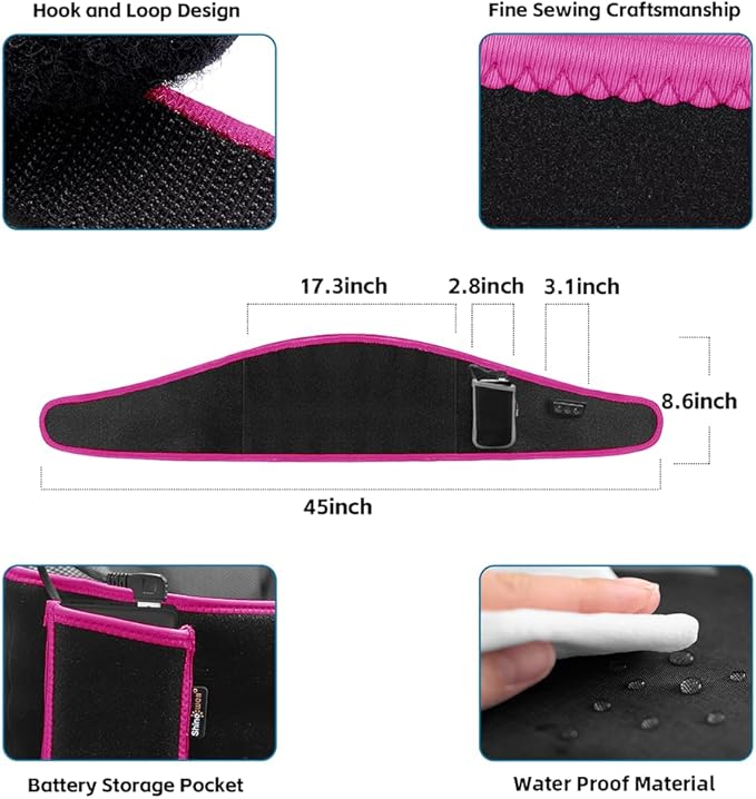 SHINE WELL Back Massager Belt for Pain Relief, Red Light Therapy Massage Belt with 3 Heat Levels and Vibrating, Lower Back Massager FSA Eligible,Battery Powered
