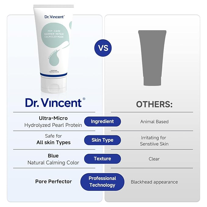 Clay Mask for Face, Pore Minimizing Mud Mask with Hydrolyzed Pearl Protein, Blue Clay Face Mask to Reduce Blackheads, Even Skin Tone, Balance Oil and Moisture, with brush for All Skin Types