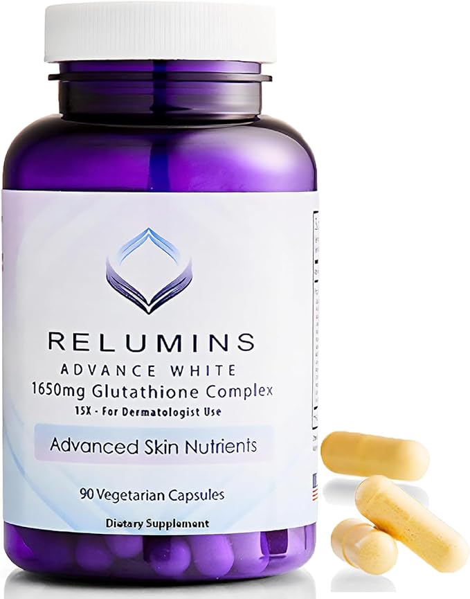 Relumins L-Glutathione Complex 1650mg - Antioxidant Support with Alpha Lipoic Acid, NAC, L-Methionine, Vitamin E, Skin Health Supplement, Made in USA - 90 Vegetarian Capsules