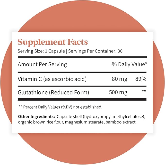 Pattern Wellness Glutathione Supplement - Active Reduced Glutathione Formula with Added Vitamin C - Cell, Antioxidant, + Immune Health Support - 30 Vegan Capsules