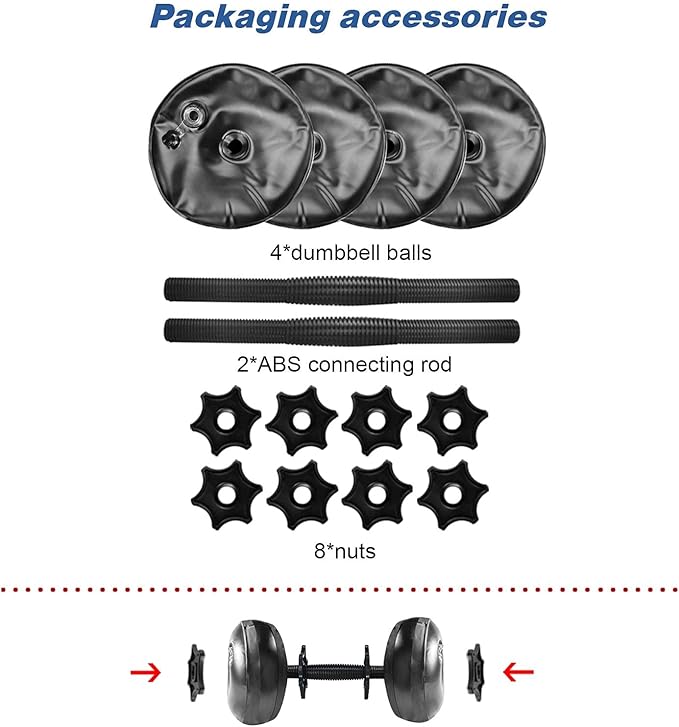 Water Filled Dumbbells Set - Water Filled Weights - Portable Travel Weights - Weights Adjustable Dumbbells - Portable Fitness Equipment - Strength Training - Fitness and Shaping