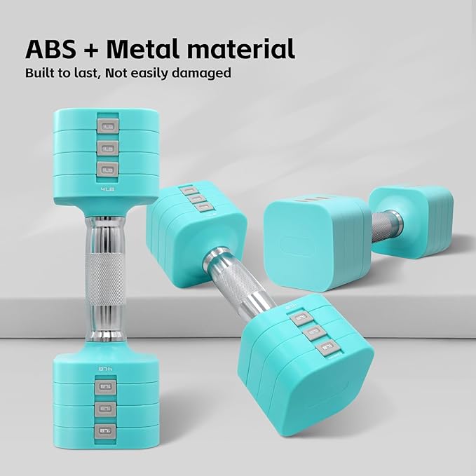 20LBS Adjustable Dumbbell Set, 4 in 1 Free Weights Dumbbells Set for,4lb 6lb 8lb 10lb, with Metal Non Slip Handle,Quick Change,Home Gym Strength Training Equipment for Men and Women