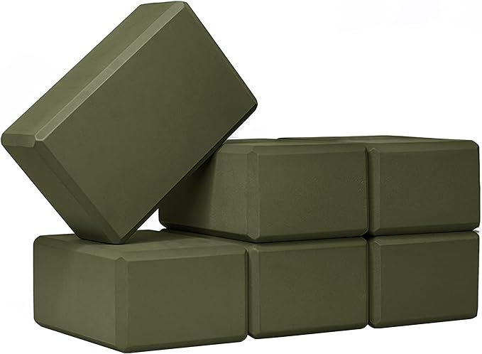 Sunshine Yoga 4" Yoga Block, 6 Pack Bulk EVA Foam Yoga Blocks, Firm and Supportive Yoga Brick, Balance Foam for Stretching, Pilates, and Workout, 4" x 6" x 9"