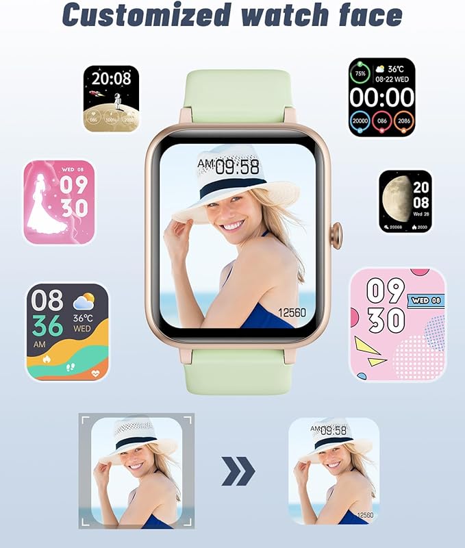 GRV Smart Watch for iOS and Android Phones (Answer/Make Calls), Watches for Men Women IP68 Waterproof Smartwatch Fitness Tracker Watch with Heart Rate/Sleep Monitor Steps Calories Counter (Aqua-Gold)