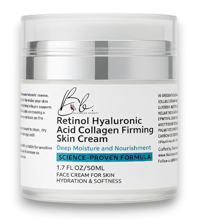 Retinol Moisturizer for Face – Anti Aging Cream with Hyaluronic Acid & Collagen – Deep Hydration, Firming & Wrinkle Reduction – 1.7 fl oz