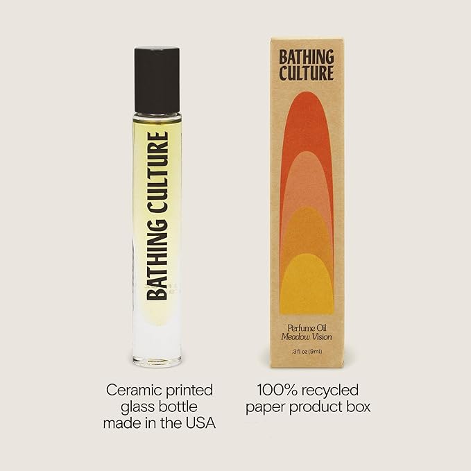 Bathing Culture, Organic Roll On Perfume Oil, Vegan Perfume Oils for Women, Long Lasting, Body Oils for Women, Natural, Clean, Vegan Personal Care, Meadow Vision Scent, 0.3 fl oz, 9 ml