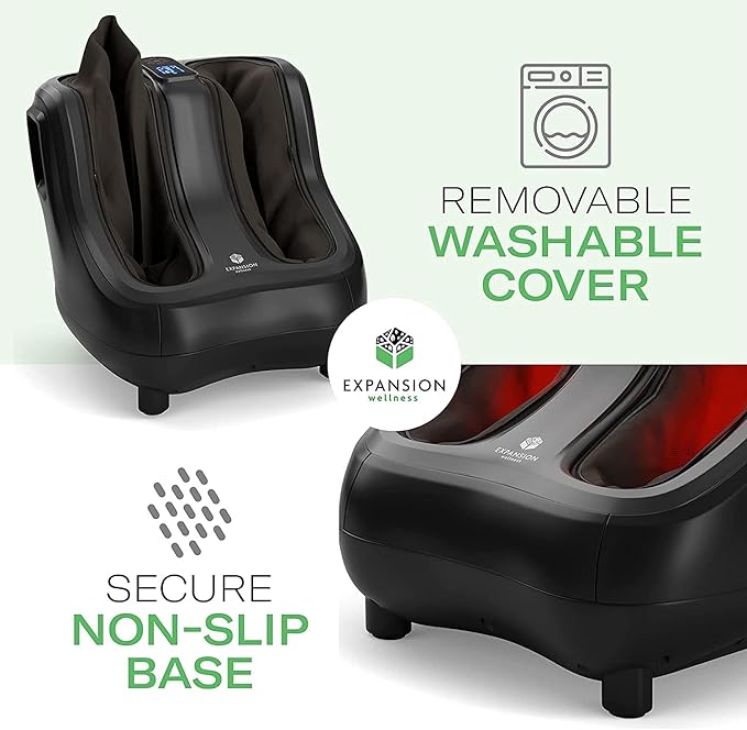 KoolerThings Shiatsu Heated Foot and Calf Massager Machine to Relieve Sore Feet, Ankles, Calfs and Legs, Deep Kneading Therapy, Relaxation Vibration and Rolling & Stimulates Blood Circulation