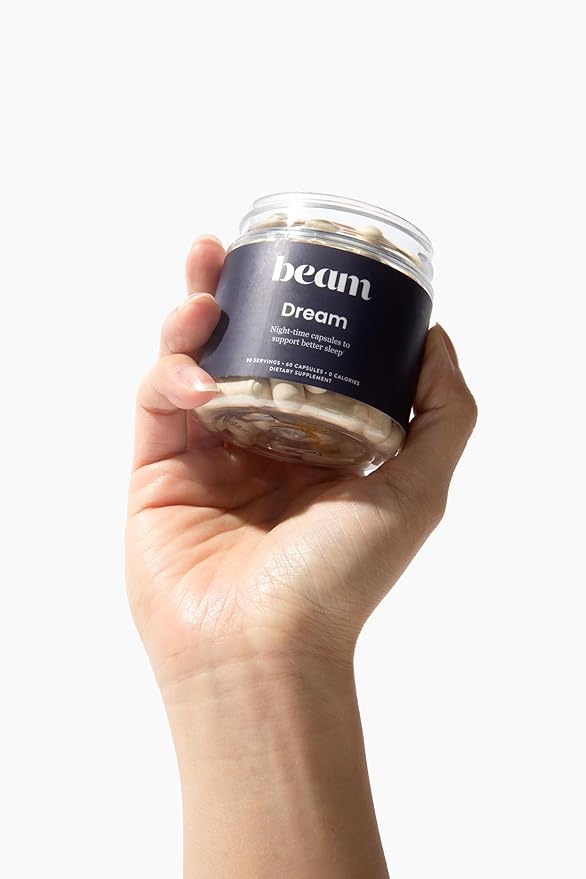Beam Dream Sleep Capsules, L-Theanine, Apigenin, Reishi and Magnesium, Third Party Tested Natural Sleep Aid & Sleep Supplement for Deep Sleep, Relaxation and Recovery, Sleep Support, 30 Servings