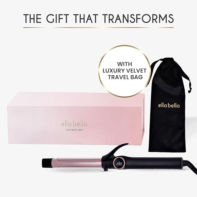 ELLA BELLA® Compact Curling Iron 1 Inch - Professional Curling Wand with Dual Voltage, Titanium Coating, for Long-Lasting Curls and Reliable Styling