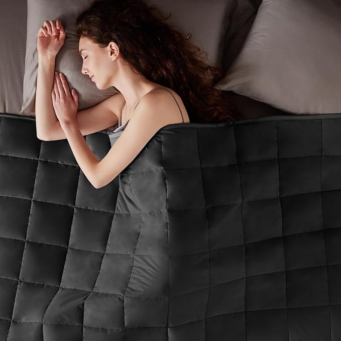 Weighted Blanket Queen/King Size (80"x87" 20lbs),Ultra Soft and Cozy Cooling Weighted Blanket for Adult,Heavy Blanket with Machine Washable Soft Blanket, Black