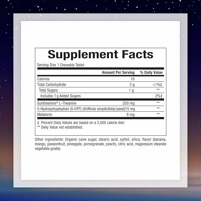 Natural Factors Tranquil Sleep Extra Strength - Calm Sleep Health Supplement - Relaxation Support Supplement with Melatonin & 5-HTP - 60 Chewable Tablets (60 Servings)