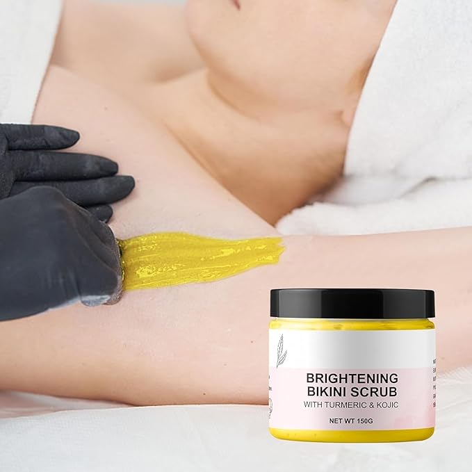 Bikini Area Exfoliator Exfoliating Body Scrub Turmeric Scrubs Kojic Bump Eraser KP Body Exfoliant Ingrown Hair Treatment Body Scrubs for Inner Thighs Bikini Line Intimate Area Armpit 5.29OZ