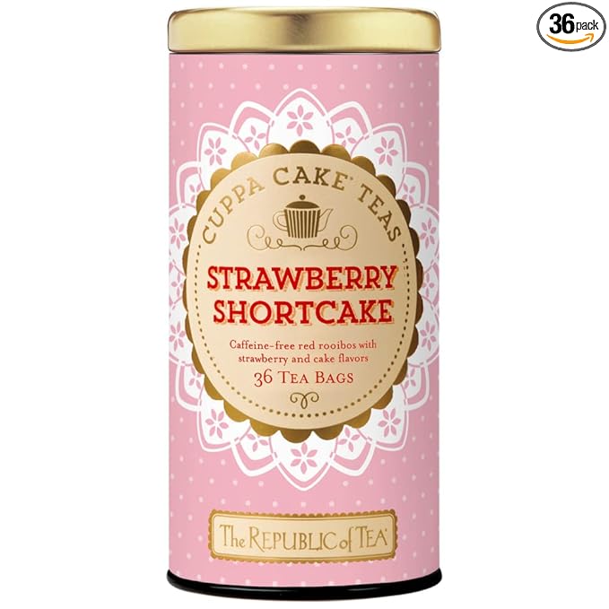 The Republic of Tea - Strawberry Shortcake Cuppa Cake Herbal Tea, 36 Tea Bags