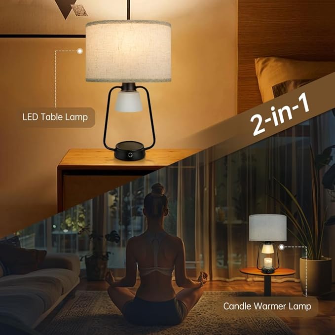 Candle Warmer Lamp with Timer Dimmable Table Lamp for New Home Decor,Birthday Gifts Wax Warmer Lamp for Jar Candles with 3 Bulbs