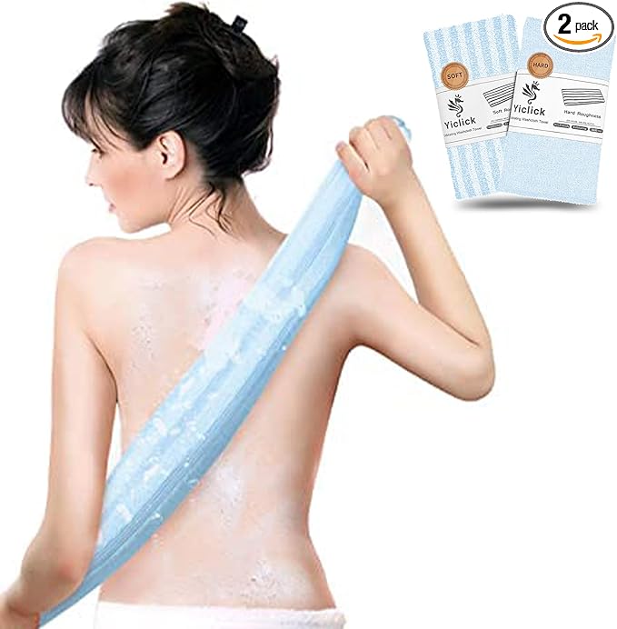 Yiclick 2pcs Back Scrubber for Shower Bath ,Exfoliating Body Scrubber, Body Exfoliator Loofah Luffa Sponge Net Rag Back Washer