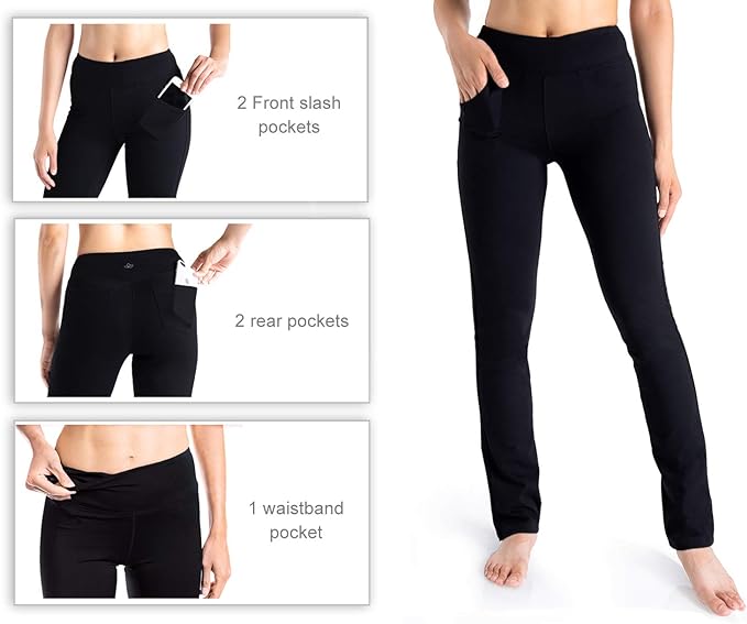 Yogipace,5 Pockets,25"/27"/29"/31"/33"/35"/37",Women's Straight Leg Yoga Dress Pants Workout Pants