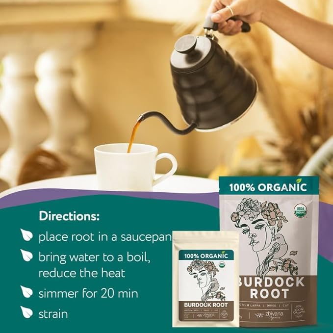 Premium Burdock Root Organic (4oz.) โ Great Burdock Tea Loose - Raiz de Bardana Organica โ Support Digestion, Liver, Gut Health