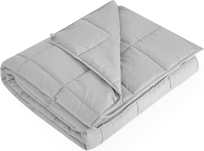 L'AGRATY Weighted Blanket - 60"x80" 15lbs Cooling Breathable Heavy Blanket Microfiber Material with Glass Beads for Adult All-Season Summer Fall Winter Soft Thick Comfort