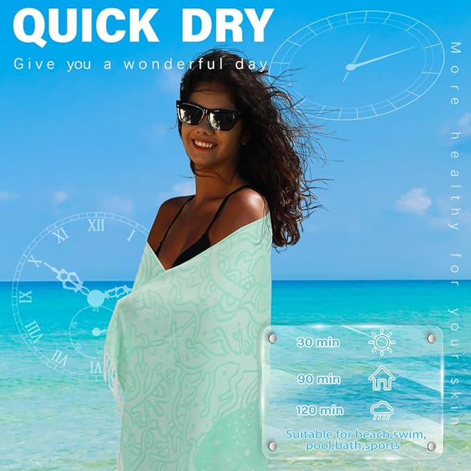 Thin Turkish Beach Towel Lightweight Quick Dry Absorbent Cotton Bathroom Bath Pool Swim Towels Extra Large Oversized Sand Free Beach Accessories Essentials Cloud Gifts for Adult