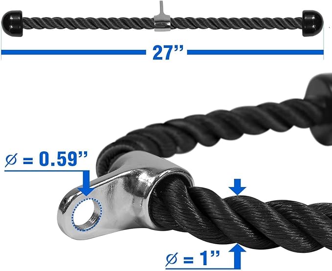 Yes4All Cable Machine Attachment, Double D Hanlde & Tricep Rope Cable Attachment, Weight Machine Accessories Load 880 LB for Home Gym