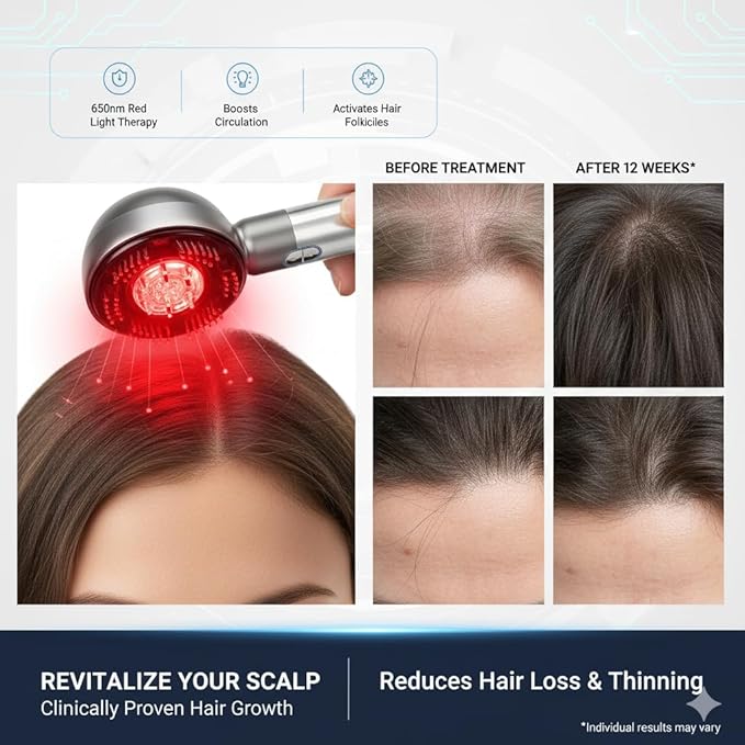 Multi Functional 3 in 1 Electric Scalp Massager Hair Growth, Red Light Therapy Scalp Massager with Oil Applicator, Portable Smart Scalp Hair Brush IPX7 Waterproof