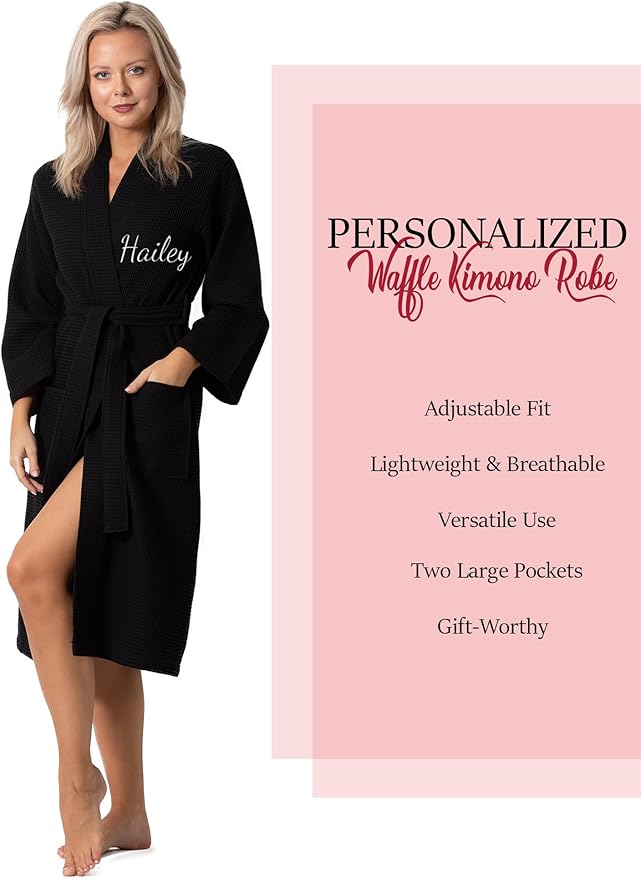 Waffle Knit Lightweight Kimono Spa & Bath Robes for Women - Quick Dry - Soft