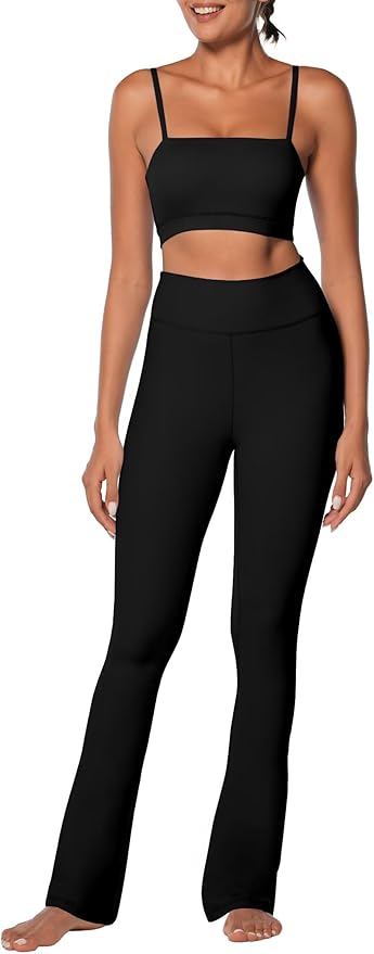 Sunzel High Waist Mini Flared Leggings for Women, Tummy Control Casual Flare Yoga Pants for Yoga Workout Gym
