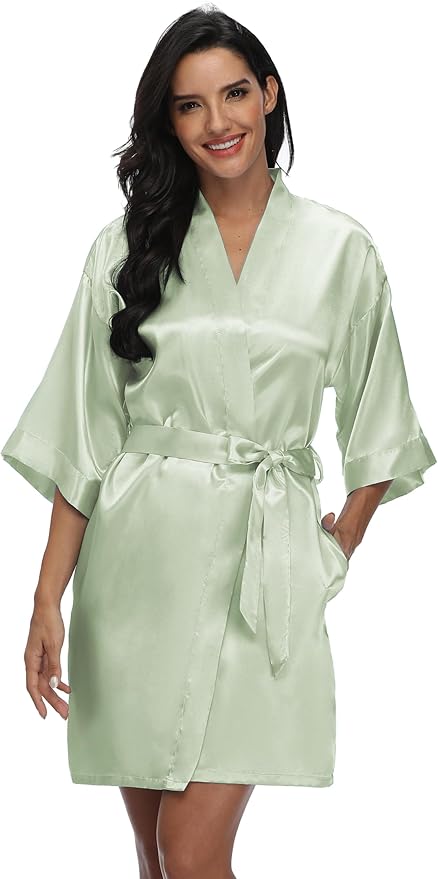 Women's Pure Short Silky Robes Bridesmaid Bride Party Satin Robes Sleepwear