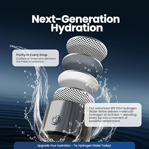 2025 New Glass Hydrogen Water Bottle Generator, 14oz/420ml with 2200ppb in 3 min SPE/PEM Technology, Portable Hโ Maker Water ionizer Machine for Home, Office & Travel, Rechargeable