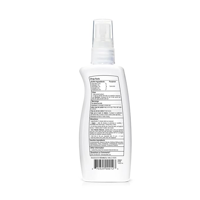BU SPF 50 Sunscreen Spray for Face and Body, Fragrance Free, Clear Non Aeorsol, Non Greasy and Water Resistant (3-pack)