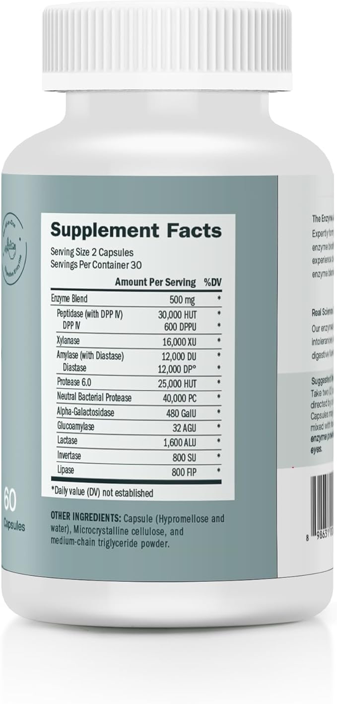 Houston Enzymes TriEnza - Digestive Enzyme Supplement for Gluten, Casein, Soy, Proteins, Carbohydrates, Fats & Polyphenols - Digestive Enzymes for Women & Men (60 Capsules)