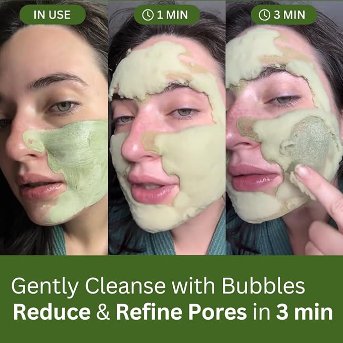 P.CALM Holy Basil Bubble Deep Mask β Holy Basil & Carbonated Water for Cleansing Pores & Blackheads, Korean Clay to Bubble Wash-Off Pack (90g / 3.17 oz)