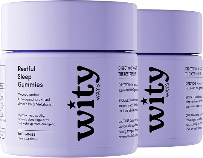 WITYWAYS Melatonin Sleep Gummies for Adults - Fast-Acting 20 Minute Sleep Aid with Ashwagandha KSM-66 & L-Theanine, Sugar-Free Plant-Based Sleep Support, 60 Chewables for Restful Nights (2)