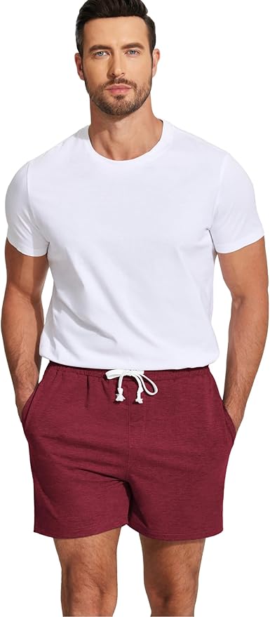 Deyeek 5.5 Inch Mens Pajama Shorts Sleep Cotton Lounge PJ Lightweight Elastic Waist Drawstring Nightwear Bottom with Pockets