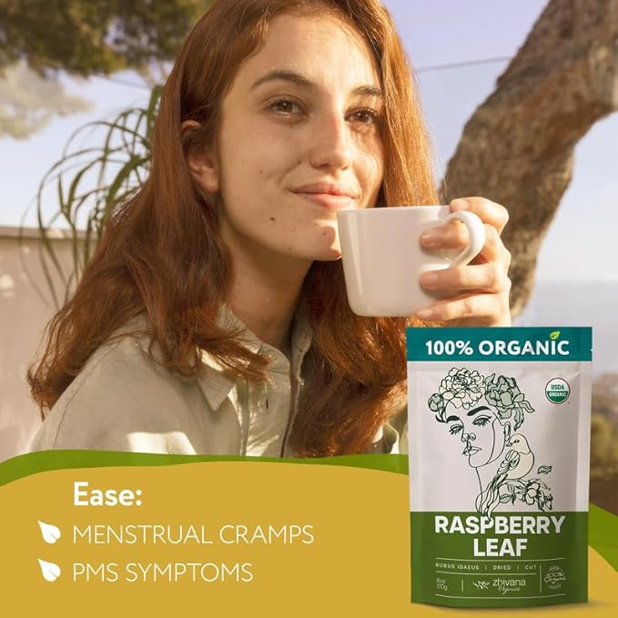 Organic Red Raspberry Leaf Tea โ Wild Raspberry Tea for for Pregnancy, Healthy Cycle, Menstrual Cramps โ 6oz