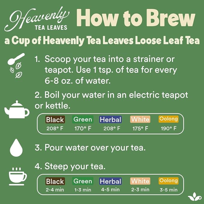 Heavenly Tea Leaves Organic 9 Loose Leaf Tea Sampler Gift Set (Approx. 90 Cups) | Assortment of Black Tea, Green Tea, Herbal Tea | High to No Caffeine | Great Hot or Iced | Premium Assorted Gift Box
