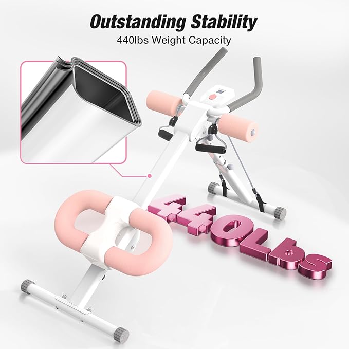 Ab Machine, Adjustable Ab Trainer, Foldable Core & Ab Workout Equipment with Knee Protection Function for Home Gym Fitness, Abdominal Trainer Machine for Women & Men