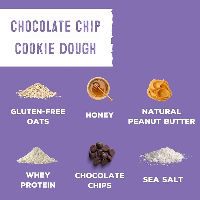 simplyFUEL Whole Food Protein Balls with Probiotics - Chocolate Chip Cookie Dough Snacks - Protein Snack - Gluten Free Energy Balls (24 Packs)
