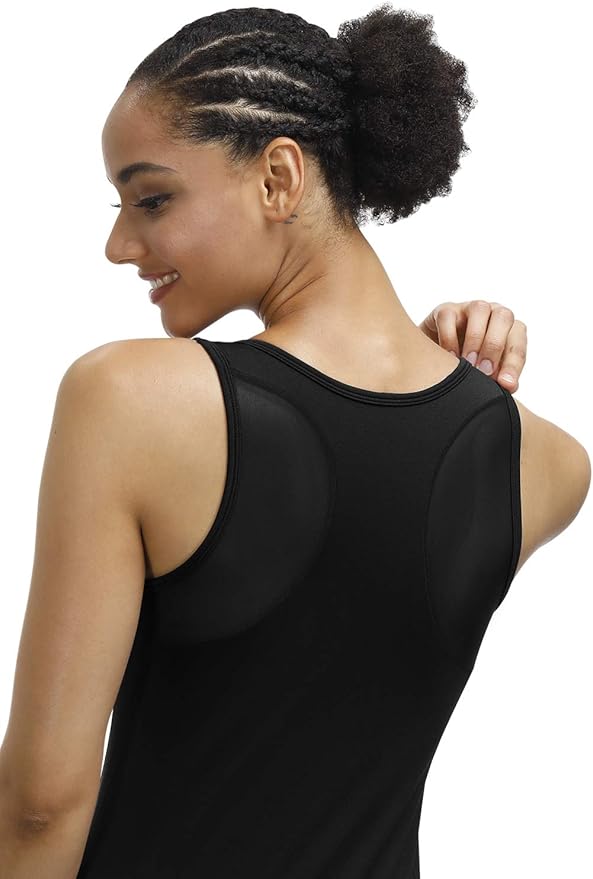 Disbest Yoga Tank Top, Women's Performance Stretchy Quick Dry Sports Workout Running Top Vest with Removable Pads