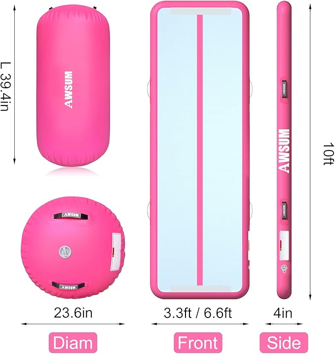 AWSUM Inflatable Air Gymnastics Mat 10ft/13ft/16ft/20ft/23ft Training mat 4/8 inches Thick tumbling mat with Electric Pump for Home/Gym/Outdoor