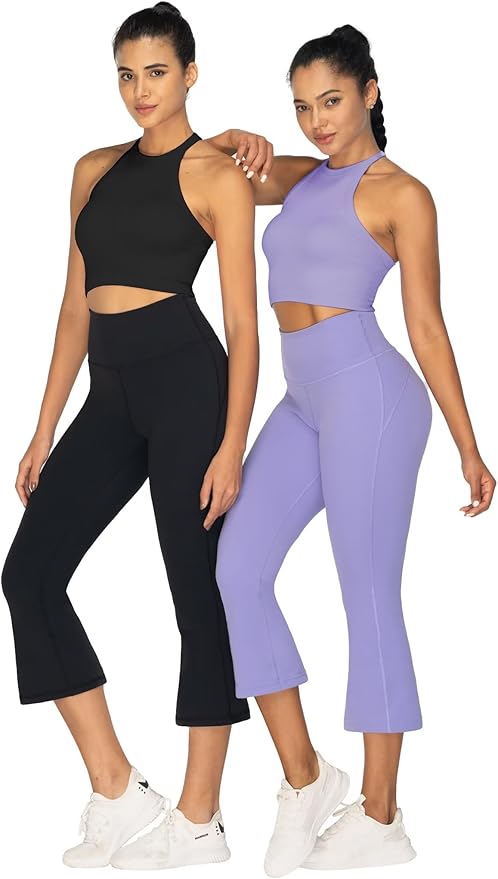 Sunzel High Waist Mini Flared Leggings for Women, Tummy Control Casual Flare Yoga Pants for Yoga Workout Gym
