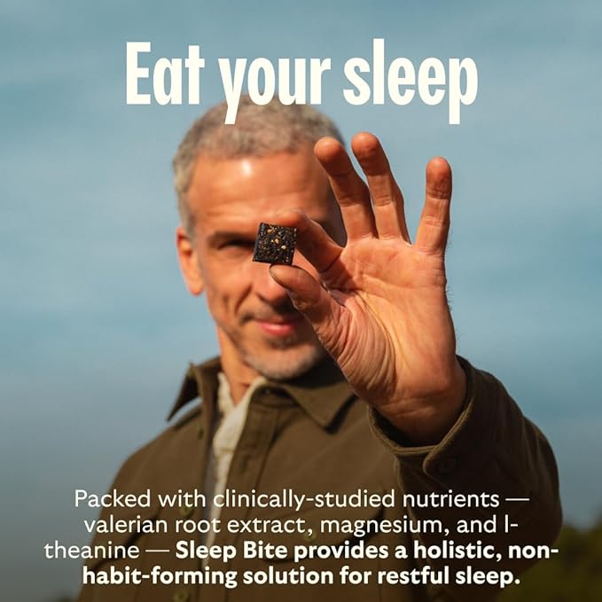 GEM Sleep Aid, Nighttime Bite, Melatonin Free, L-Theanine, Magnesium, Valerian Root Extract | Vegan and Gluten Free | Earthy Chocolate Cherry (28 Pack)
