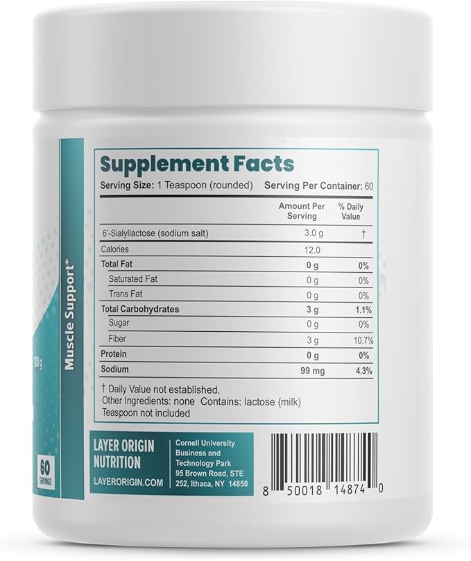 Layer Origin 6'-Sialyllactose (6'-SL HMO) for Muscle Strength and GNE Weakness - 60 Servings