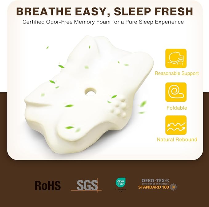 Pain Relief Cooling Pillow for Neck Support Adjustable Cervical Pillow Side Sleeping Memory Foam with Super Soft and Cooling Satin Pillowcase Gold