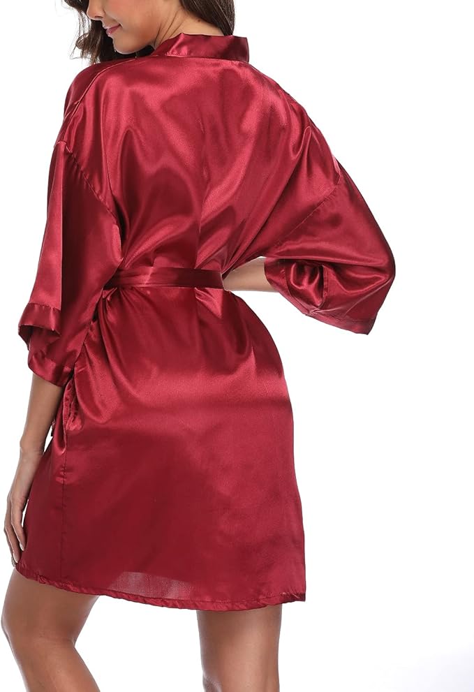 Women's Pure Short Silky Robes Bridesmaid Bride Party Satin Robes Sleepwear