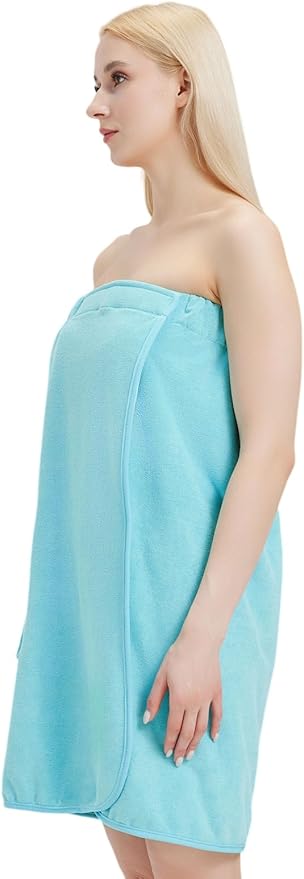 Womens Bath Body Wrap Towel Lightweight Shower Spa Wrap Robe Adjustable Closure Bathrobe