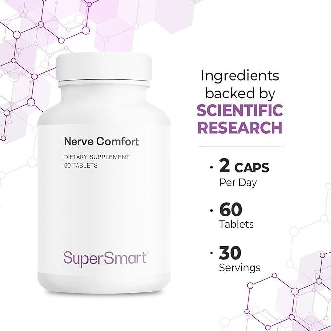 Supersmart - Nerve Comfort (Advanced Formula) - with Alpha Lipoic Acid ALA, Acetyl-L-Carnitine, Benfotiamine & Magnesium Supplement | Non-GMO & Gluten Free - 60 Tablets