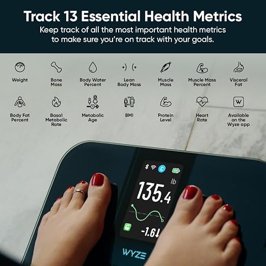 WYZE SCALE - Smart Scale Ultra with 4.3" Color Display, Digital Scale for Body Weight BMI Muscle Mass, Heart Rate Monitor, Wi-Fi & Bluetooth Weight Scale with Baby/Pet/Luggage Mode, 400lbs, Black