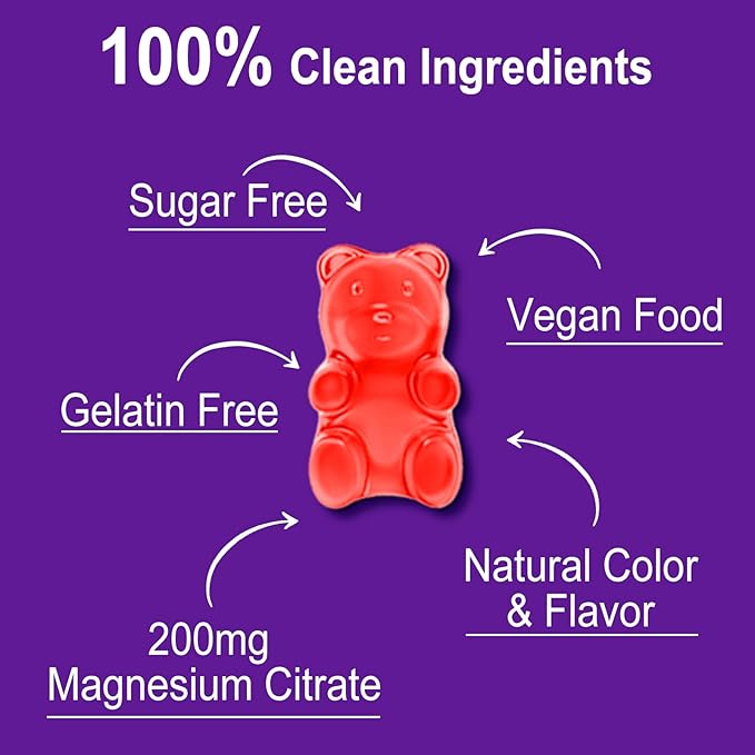 2 Pack Magnesium Citrate Gummies, High Absorption Magnesium Gummies for Adults, Muscle & Teeth Support, Vegan Natural Raspberry Flavor 120 Cts